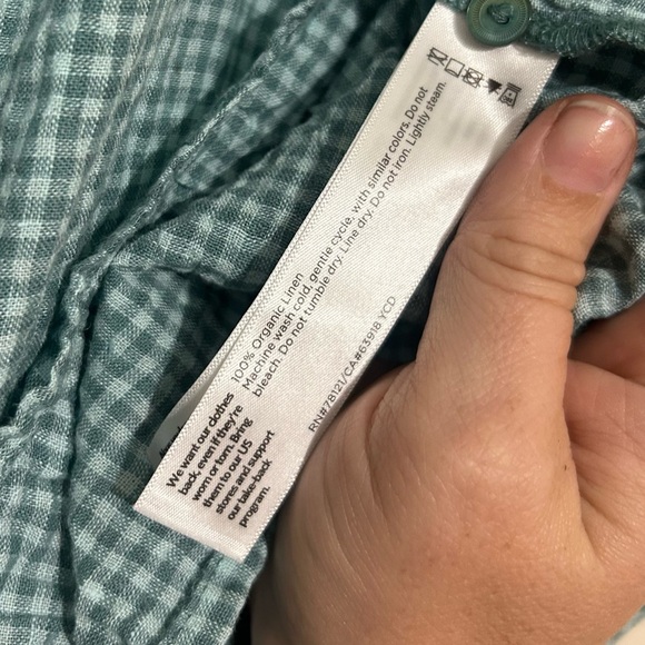 Eileen Fisher Puckered Organic Linen Short Sleeve Blue Shirt SIZE XL - Picture 4 of 5